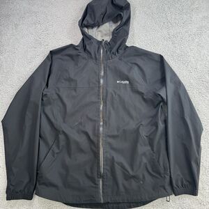 S Columbia Jacket Mens M Black PFG Hooded‎ Rain Pullover Performance Windbreaker